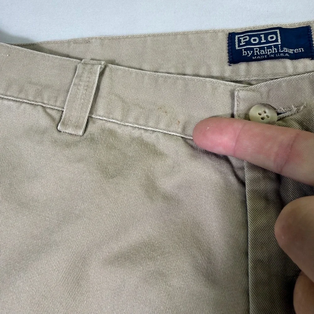 Vintage Polo Ralph Lauren Pants Mens 42 (Fits 40x31) Beige Baggy Made in USA 90s